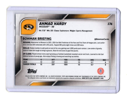 2025 Bowman University Chrome Ahmad Hardy Blue Mini-Diamond Refractor /150