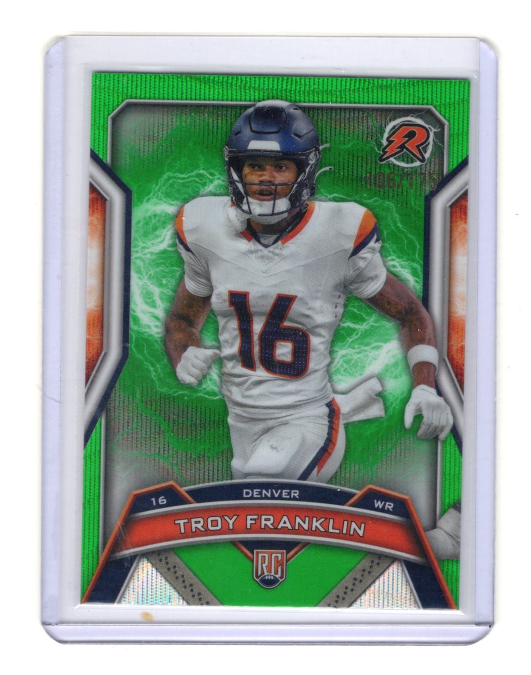 2024 Topps Resurgence Troy Franklin Card Green Surge SN, RC Denver Broncos