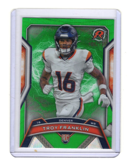 2024 Topps Resurgence Troy Franklin Card Green Surge SN, RC Denver Broncos