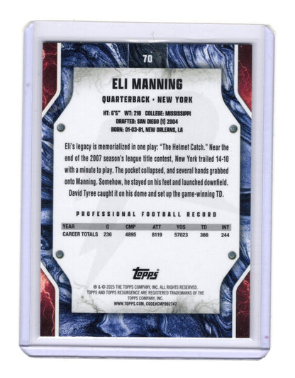 2024 Topps Resurgence Eli Manning Card Sky Blue & Pink Shock New York Giants