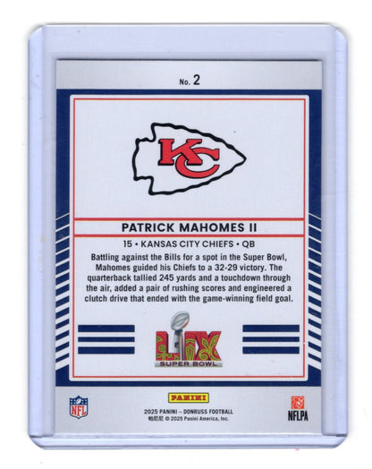 2025 Donruss Patrick Mahomes II Road to the Super Bowl Conference Championship