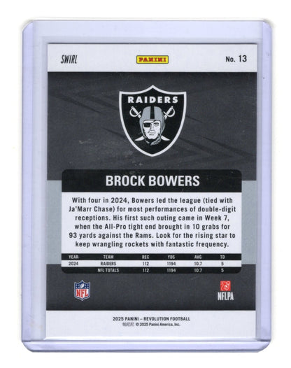 2025 Panini Revolution Brock Bowers Card Red Swirl Las Vegas Raiders