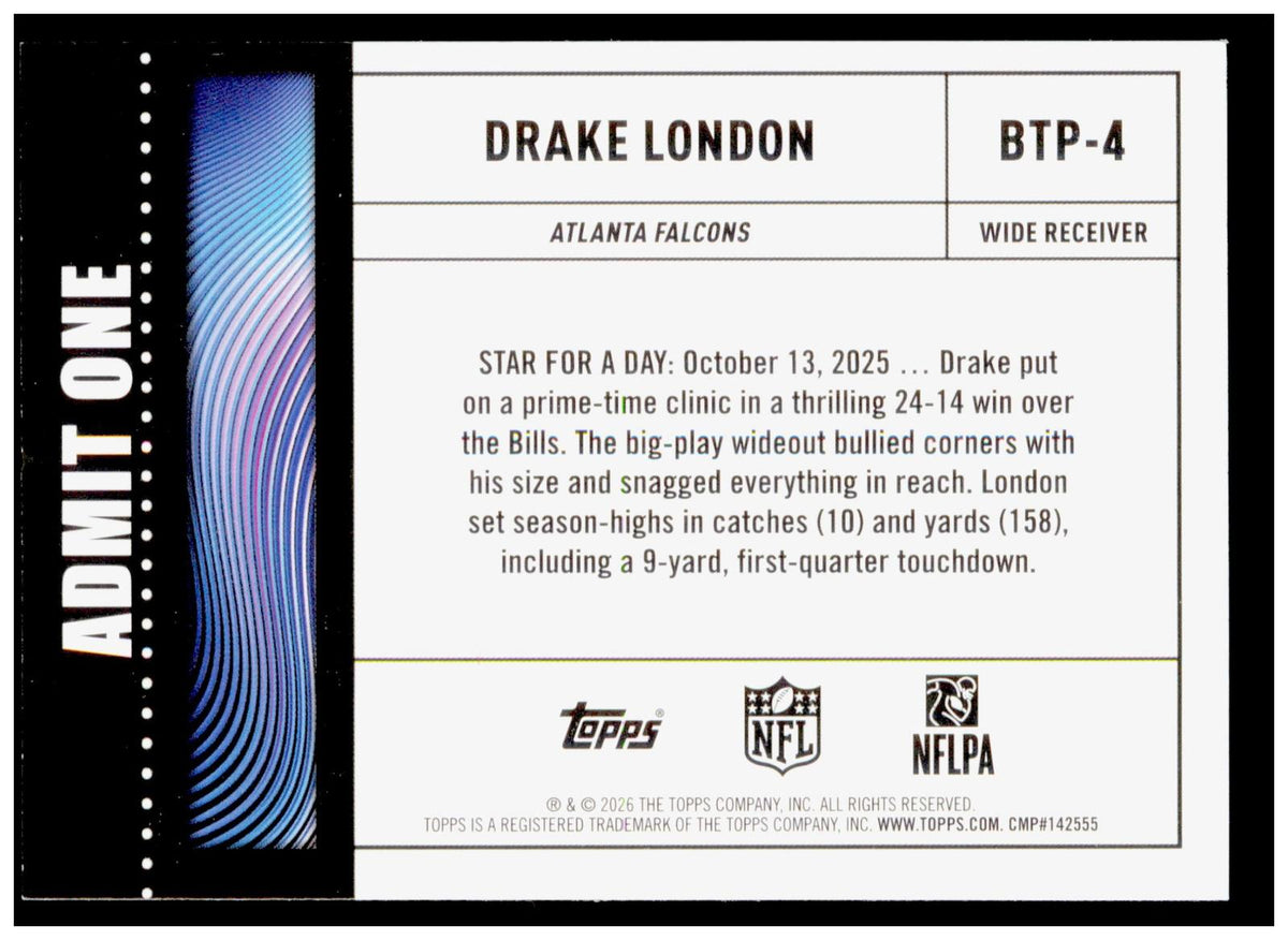 2026 Topps Flagship Drake London Card Big Ticket Players Atlanta Falcons