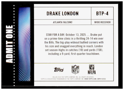 2026 Topps Flagship Drake London Card Big Ticket Players Atlanta Falcons