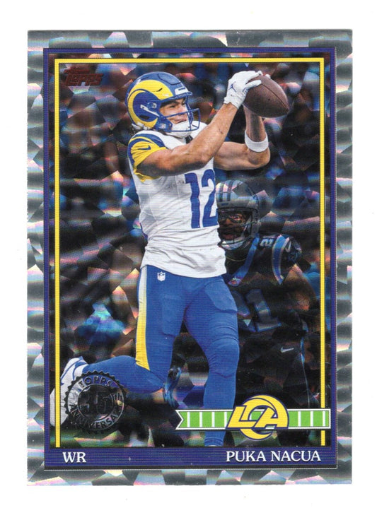 2026 Topps Flagship Puka Nacua 1991 Topps Football 35th Anniversary Crackle Rams