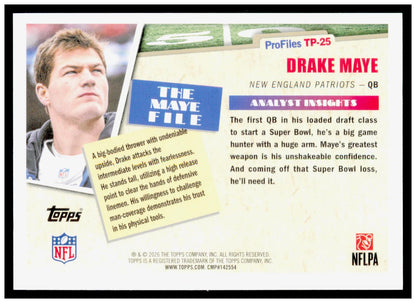 2026 Topps Flagship Drake Maye Card Topps Profiles New England Patriots
