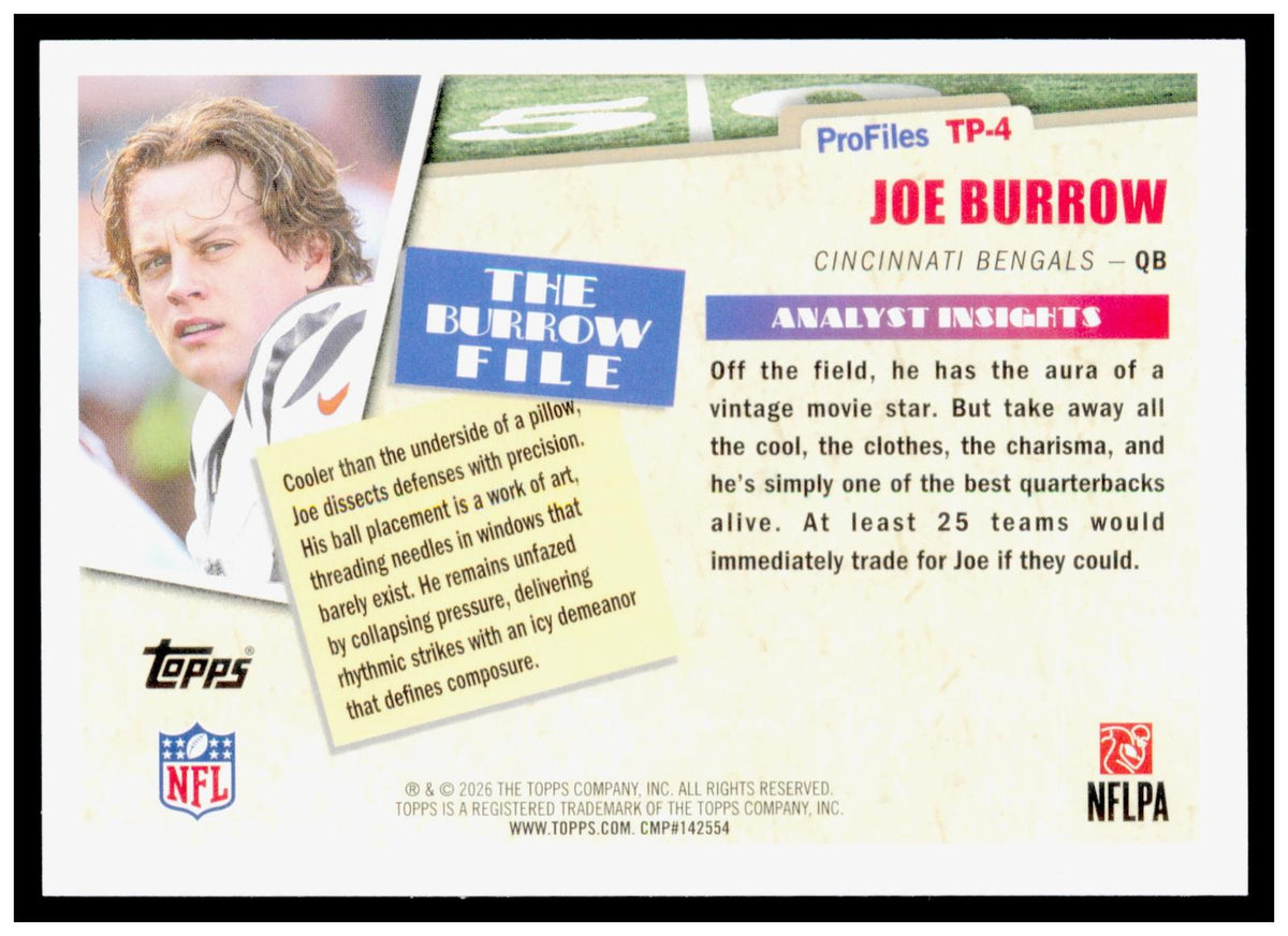2026 Topps Flagship Joe Burrow Card Topps Profiles Cincinnati Bengals