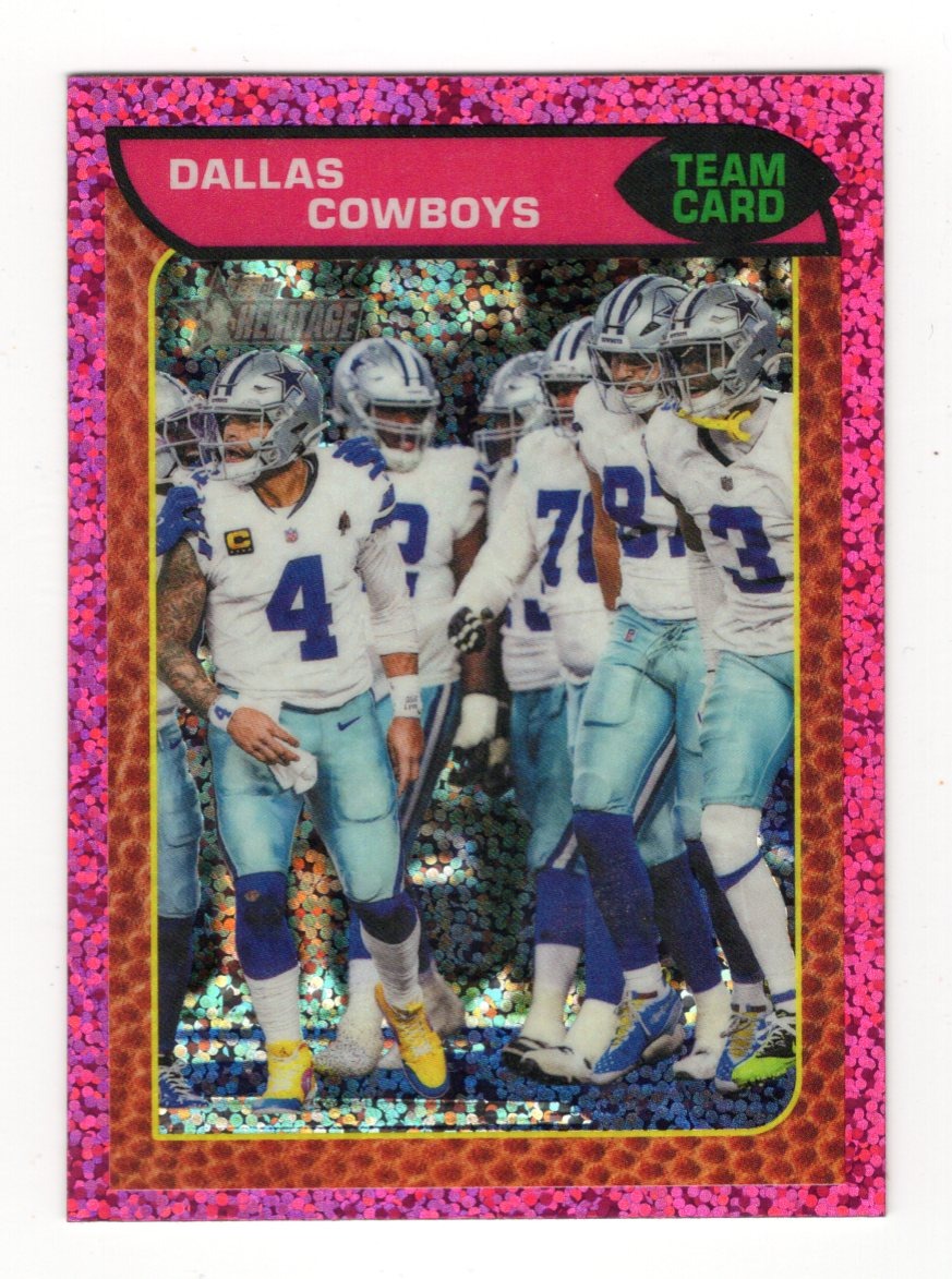 2026 Topps Heritage Football Dallas Cowboys Team Card Pink Sparkle