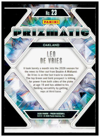 2026 Panini Prizm Leo De Vries Card Prizmatic Athletics