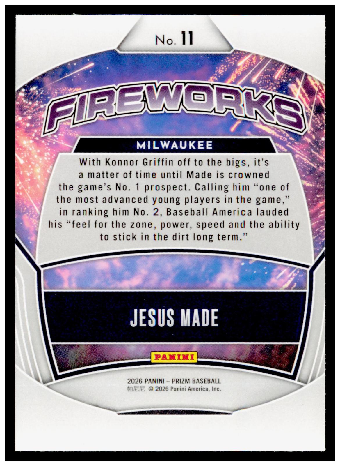 2026 Panini Prizm Jesus Made Card Fireworks Milwaukee Brewers
