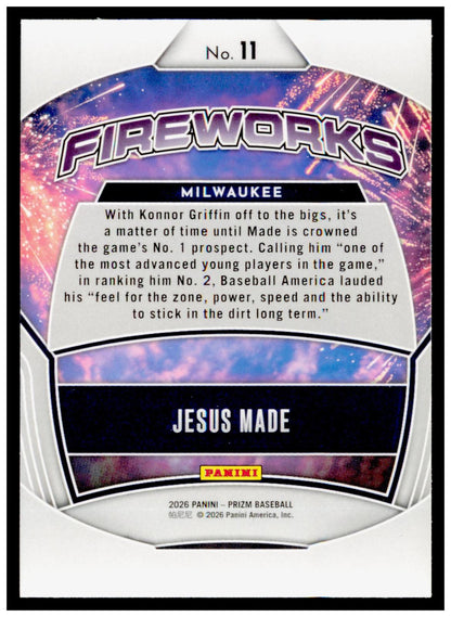 2026 Panini Prizm Jesus Made Card Fireworks Milwaukee Brewers