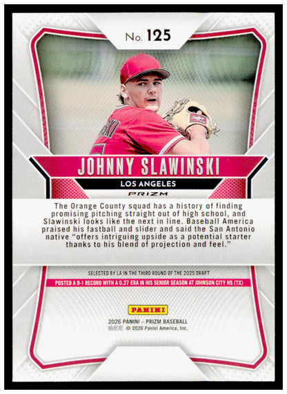 2026 Panini Prizm Johnny Slawinski Card Blue Ice Prizm Los Angeles Angels