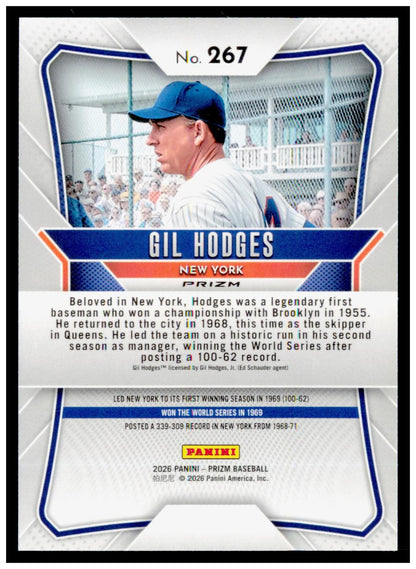 2026 Panini Prizm Gil Hodges Card Circles Silver Prizm HOF New York Mets