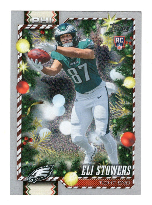 2026 Topps Holiday Football Eli Stowers RC Base Glitter Parallel #189 Eagles TE