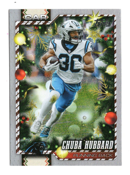 2026 Topps Holiday Football Chuba Hubbard Base Glitter Parallel Panthers #14 RB