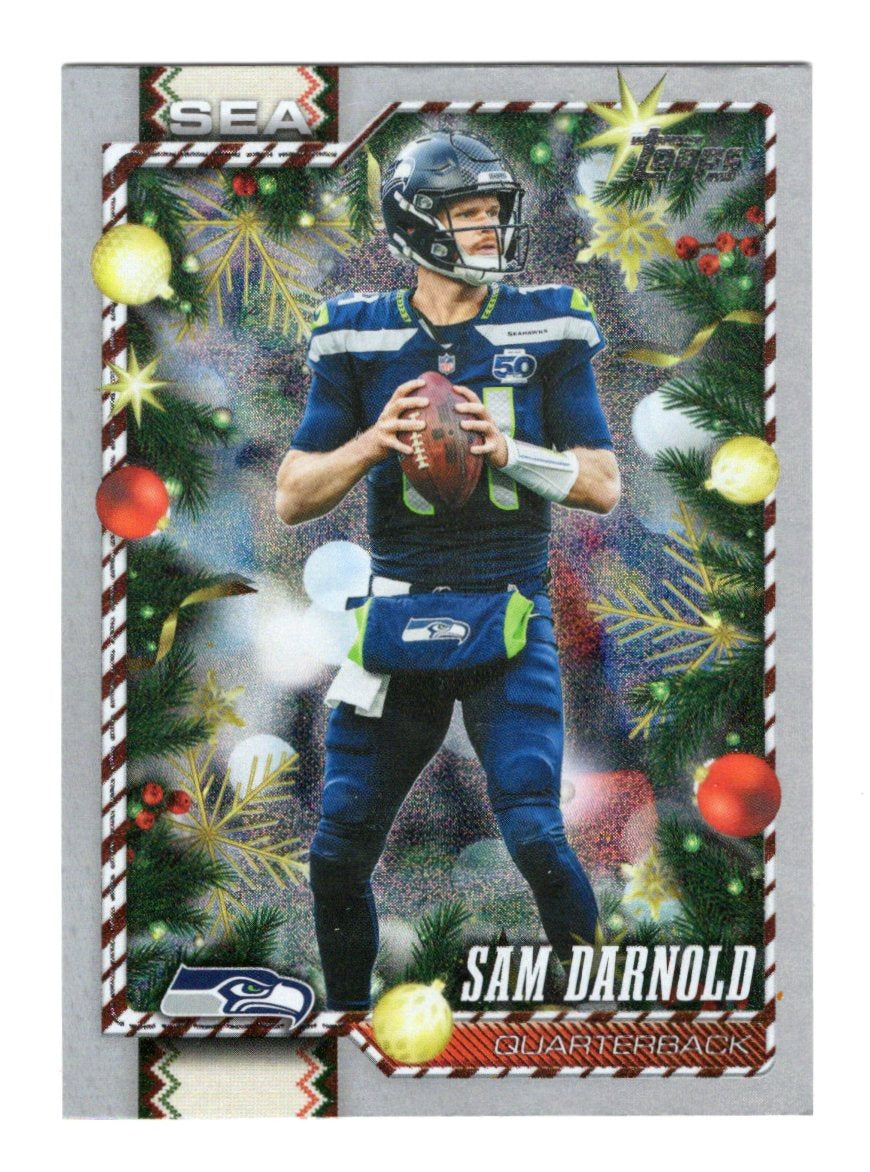 2026 Topps Holiday Football Sam Darnold Base Glitter Parallel #88 Seahawks QB