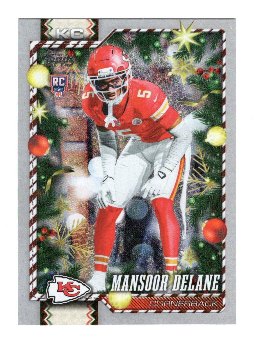 2026 Topps Holiday Football Mansoor Delane RC Base Glitter Parallel #198 Chiefs