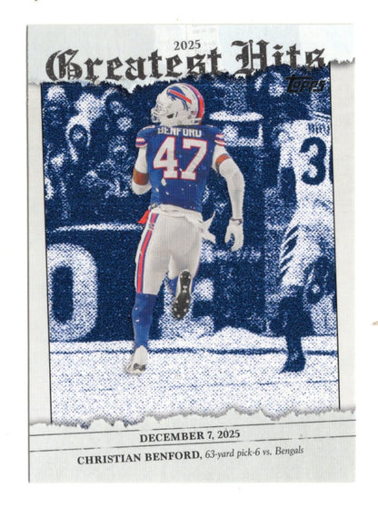 2026 Topps Flagship Christian Benford Card 2025 Greatest Hits Buffalo Bills