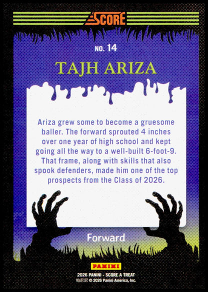 2026 Panini Score A Treat Tajh Ariza #14 Witches Parallel /249 NIL Basketball