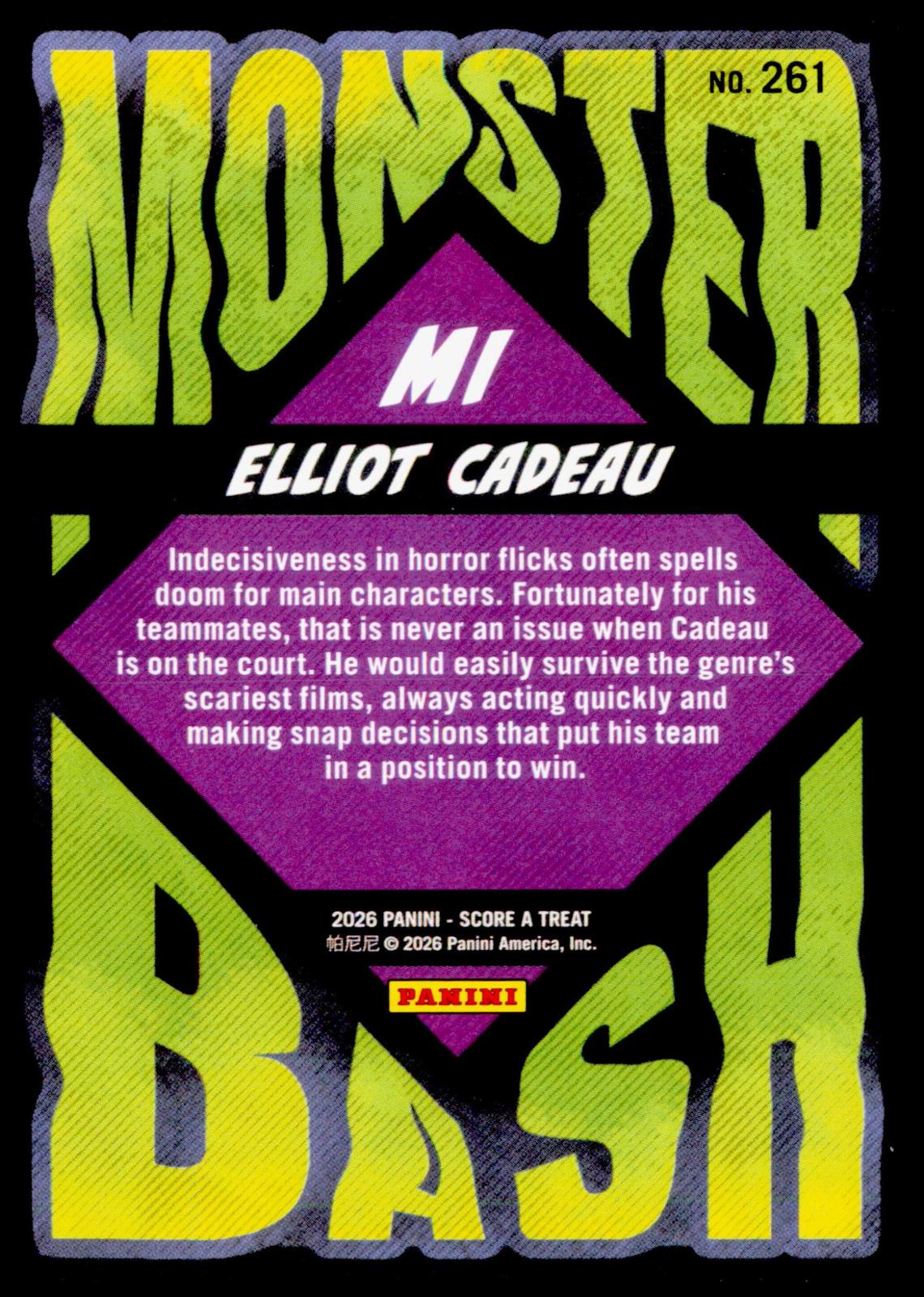 2026 Panini Score-A-Treat Elliot Cadeau Monster Bash Slime