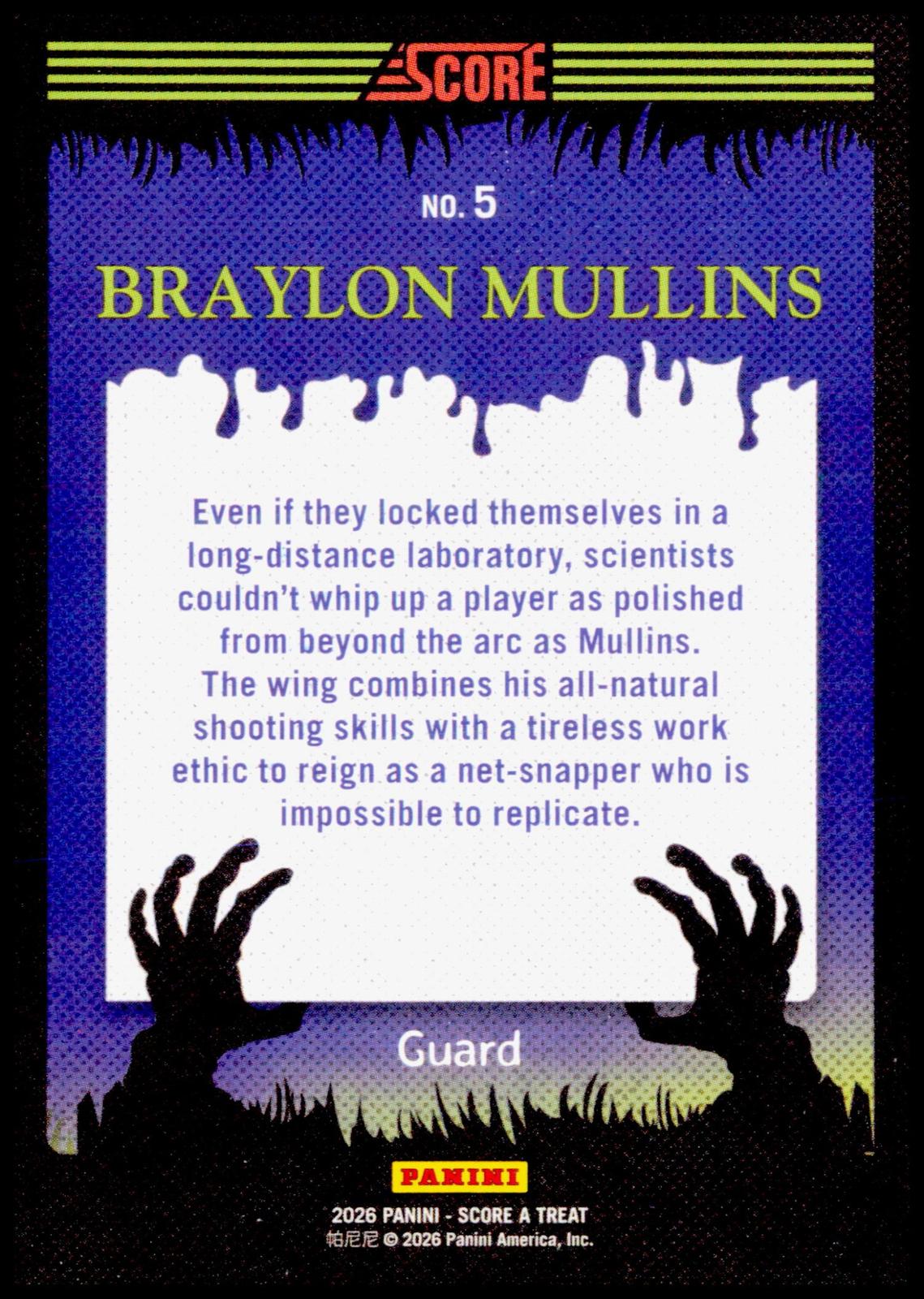 2026 Score-A-Treat Braylon Mullins Card Slime NIL