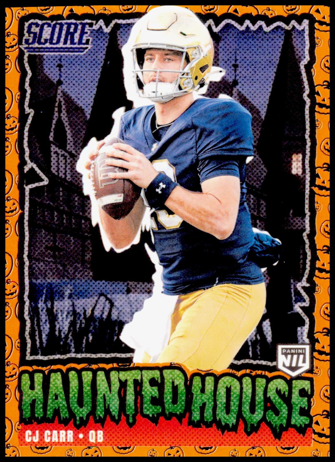 2026 Panini Score A Treat CJ Carr Haunted House Pumpkins Notre Dame QB NIL