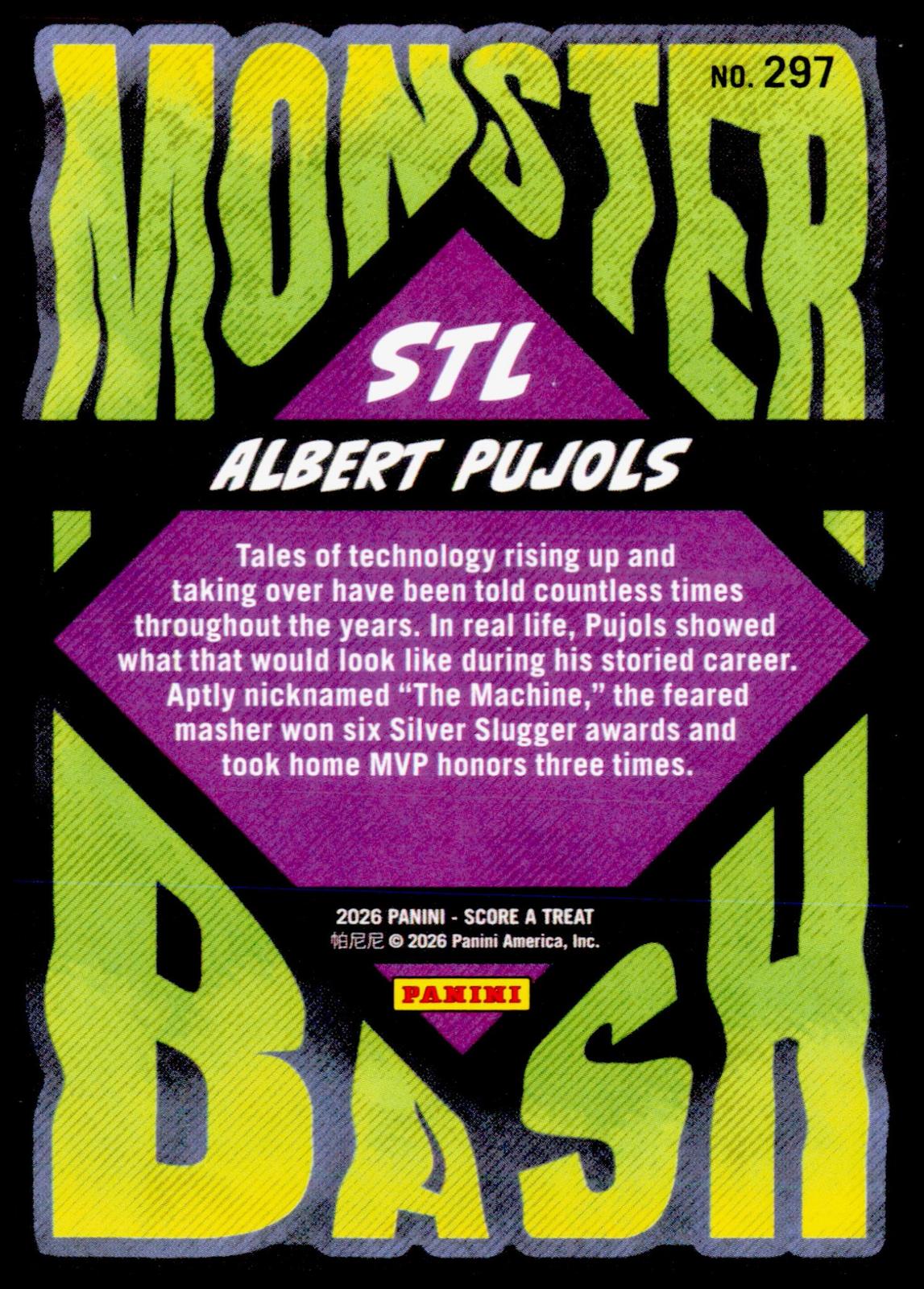 2026 Panini Score A Treat Albert Pujols Monster Bash Cardinals Card Slime