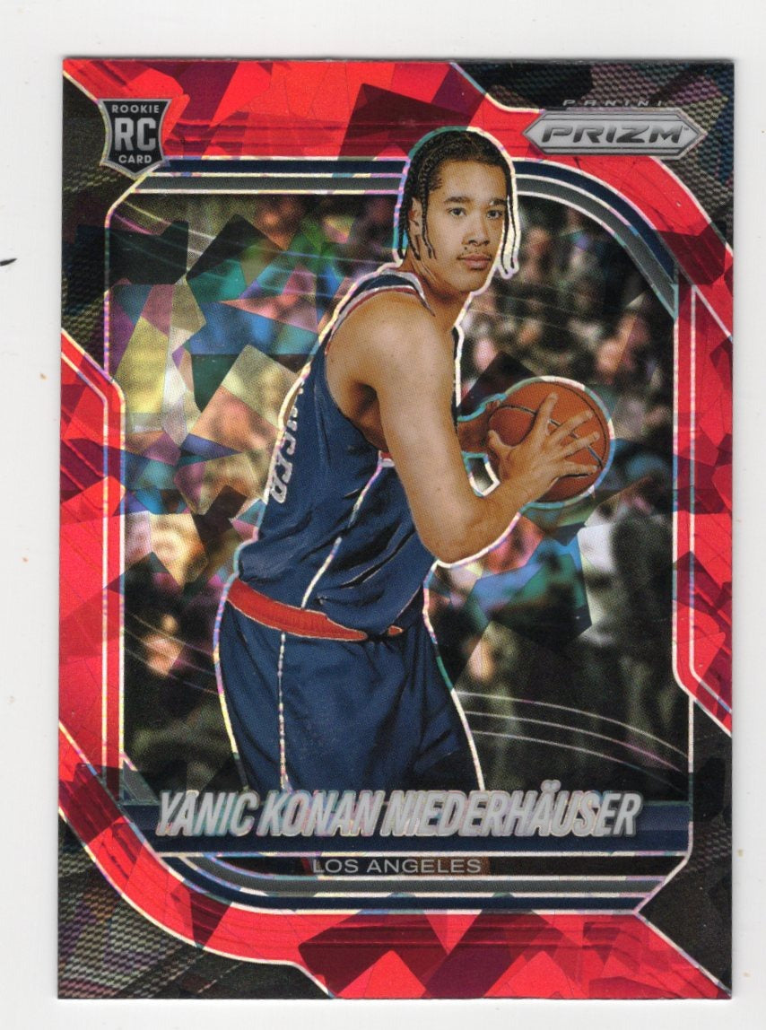 2025-26 Panini Prizm Yanic Konan Niederhauser Card Red Ice Prizm RC Clippers
