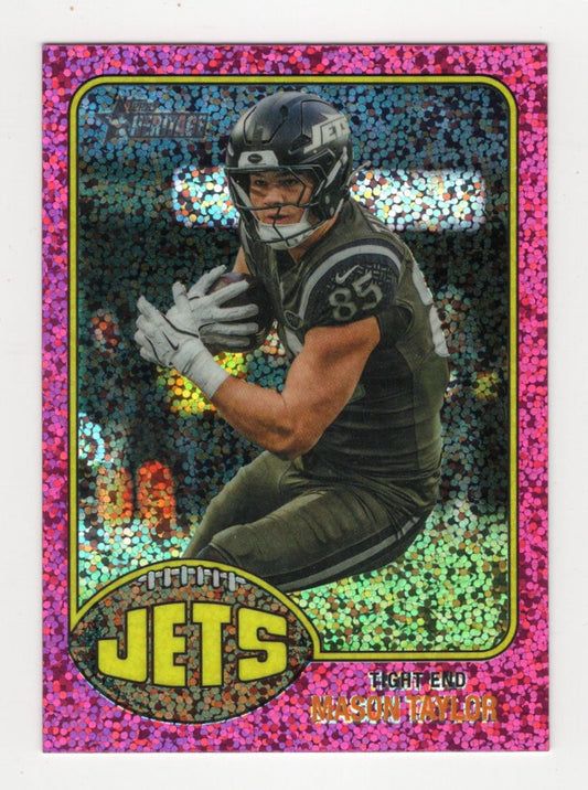 2026 Topps Heritage Football Mason Taylor #198 Pink Sparkle NY Jets TE
