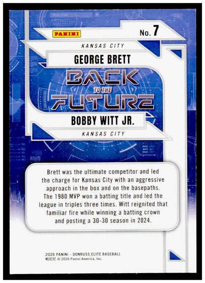 2026 Donruss Elite Bobby Witt Jr. / George Brett Back to the Future Green Disco