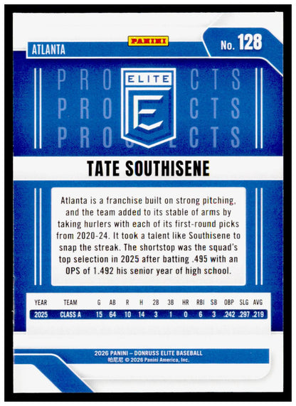 2026 Donruss Elite Tate Southisene Card Atlanta Braves