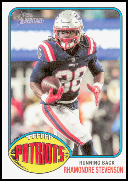 2026 Topps Heritage Rhamondre Stevenson Card New England Patriots
