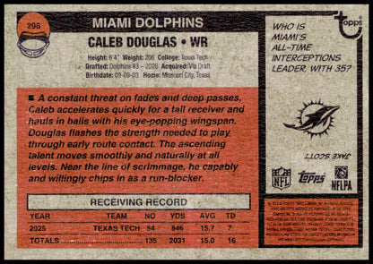 2026 Topps Heritage Caleb Douglas Card RC Miami Dolphins