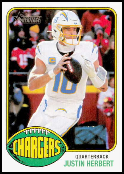 2026 Topps Heritage Justin Herbert Card Los Angeles Chargers