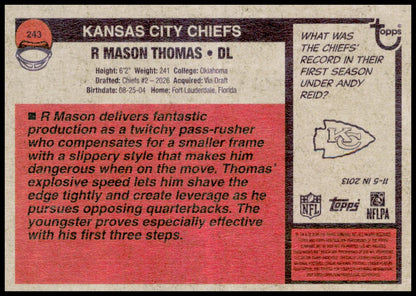 2026 Topps Heritage R. Mason Thomas Card RC Kansas City Chiefs