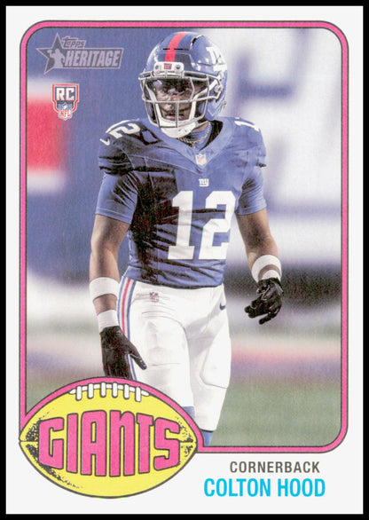 2026 Topps Heritage Colton Hood Card RC New York Giants