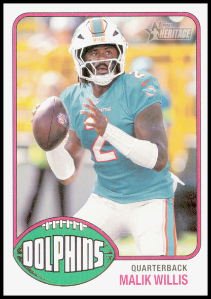 2026 Topps Heritage Malik Willis Card Miami Dolphins