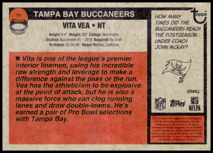 2026 Topps Heritage Vita Vea Card Tampa Bay Buccaneers Green Boarder