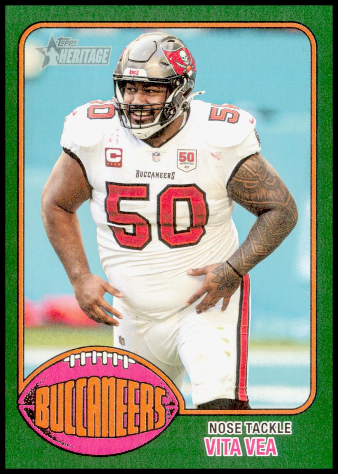 2026 Topps Heritage Vita Vea Card Tampa Bay Buccaneers Green Boarder