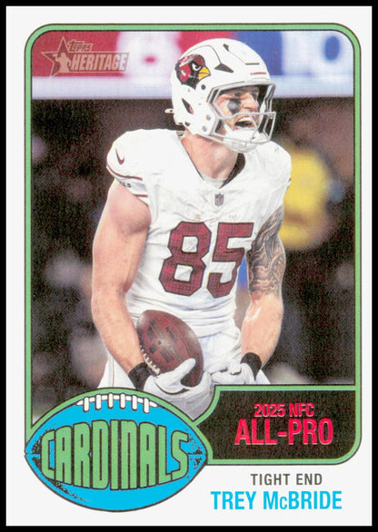 2026 Topps Heritage Trey McBride Card Arizona Cardinals
