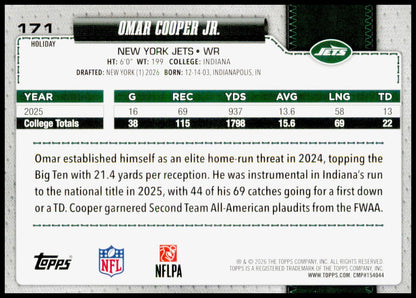 2026 Topps Holiday Omar Cooper Jr. Card RC New York Jets