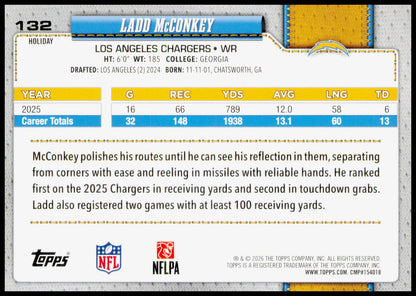 2026 Topps Holiday Ladd McConkey Card Los Angeles Chargers