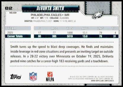 2026 Topps Holiday Devonta Smith Card Philadelphia Eagles