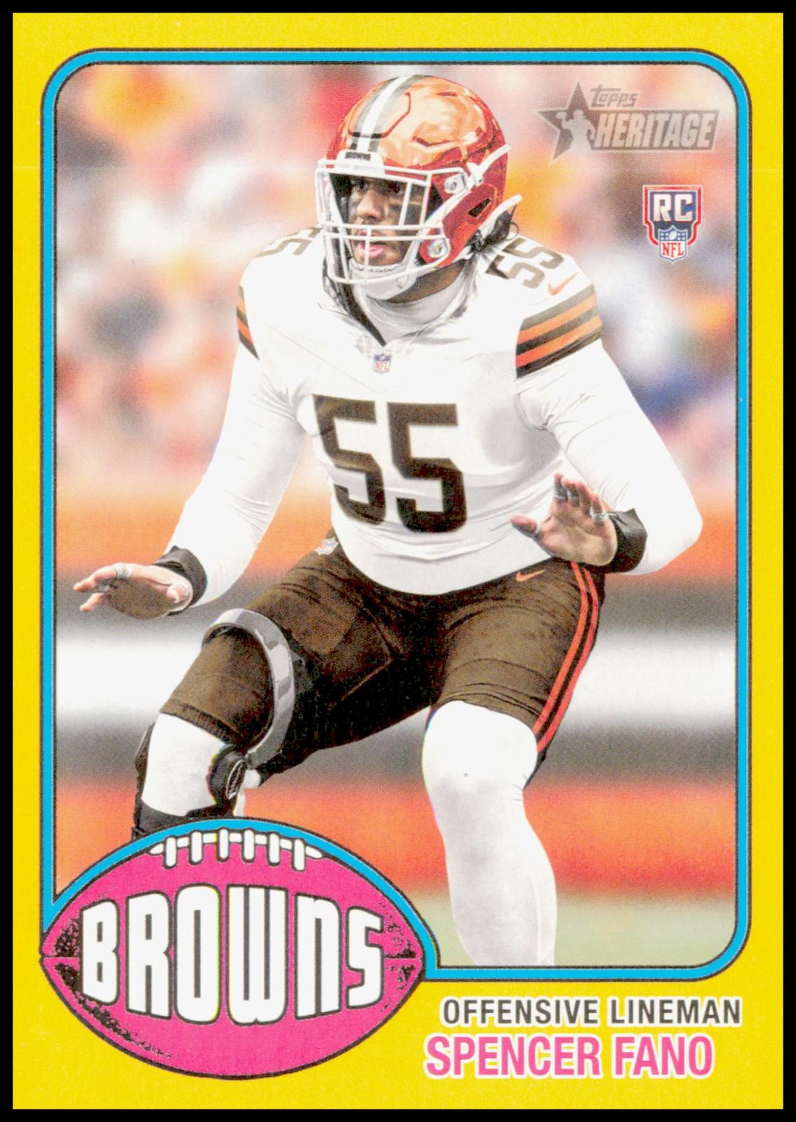 2026 Topps Heritage Spencer Fano Card Yellow Cleveland Browns