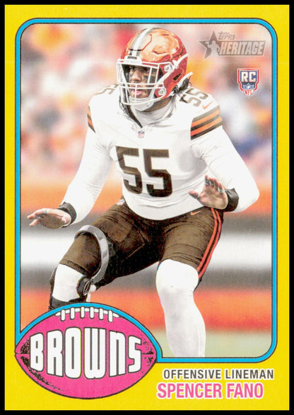2026 Topps Heritage Spencer Fano Card Yellow Cleveland Browns