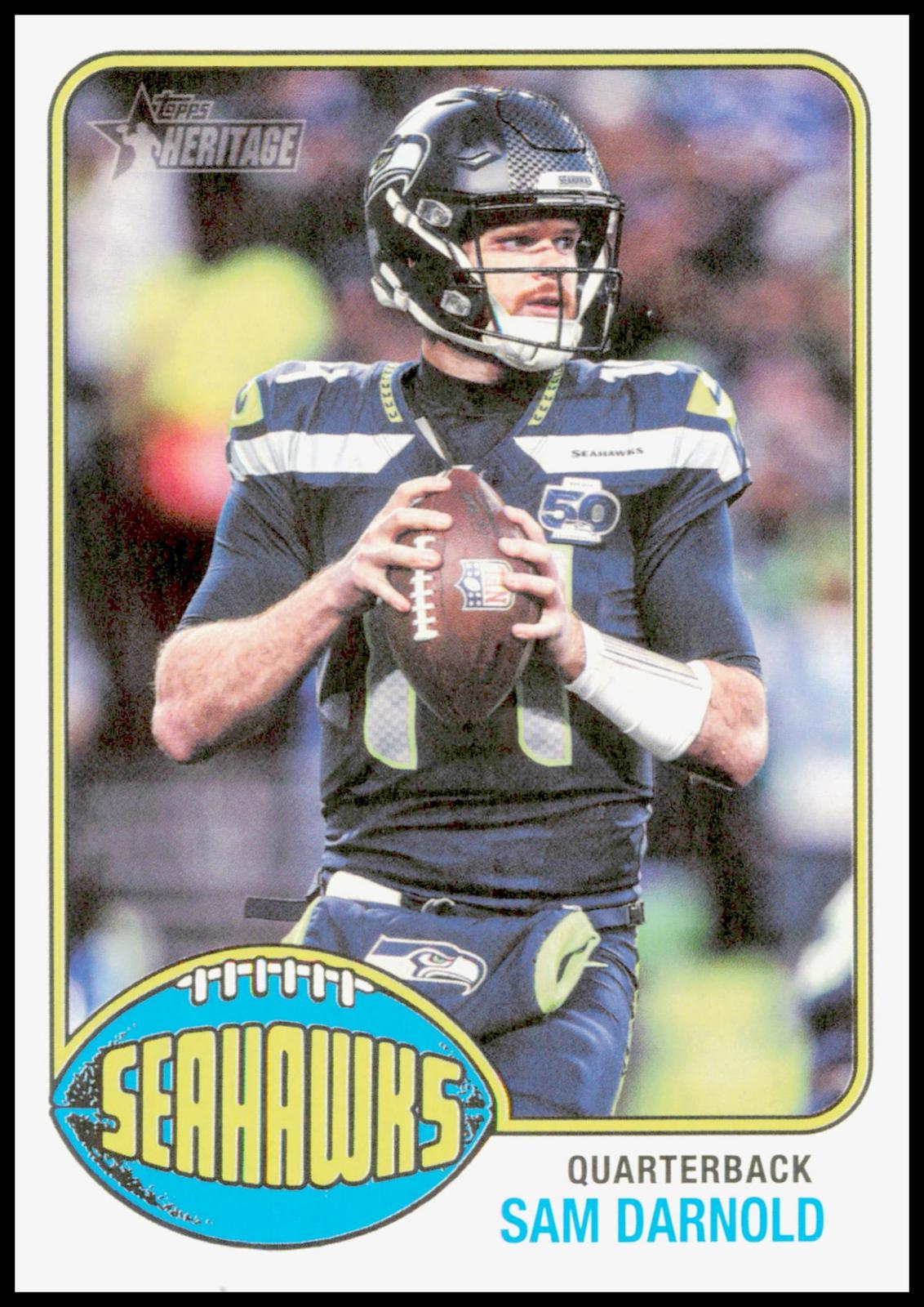 2026 Topps Heritage Sam Darnold Card Seattle Seahawks