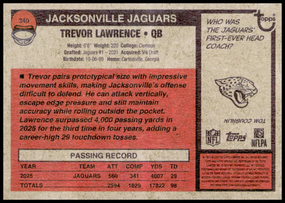 2026 Topps Heritage Trevor Lawrence Card Jacksonville Jaguars