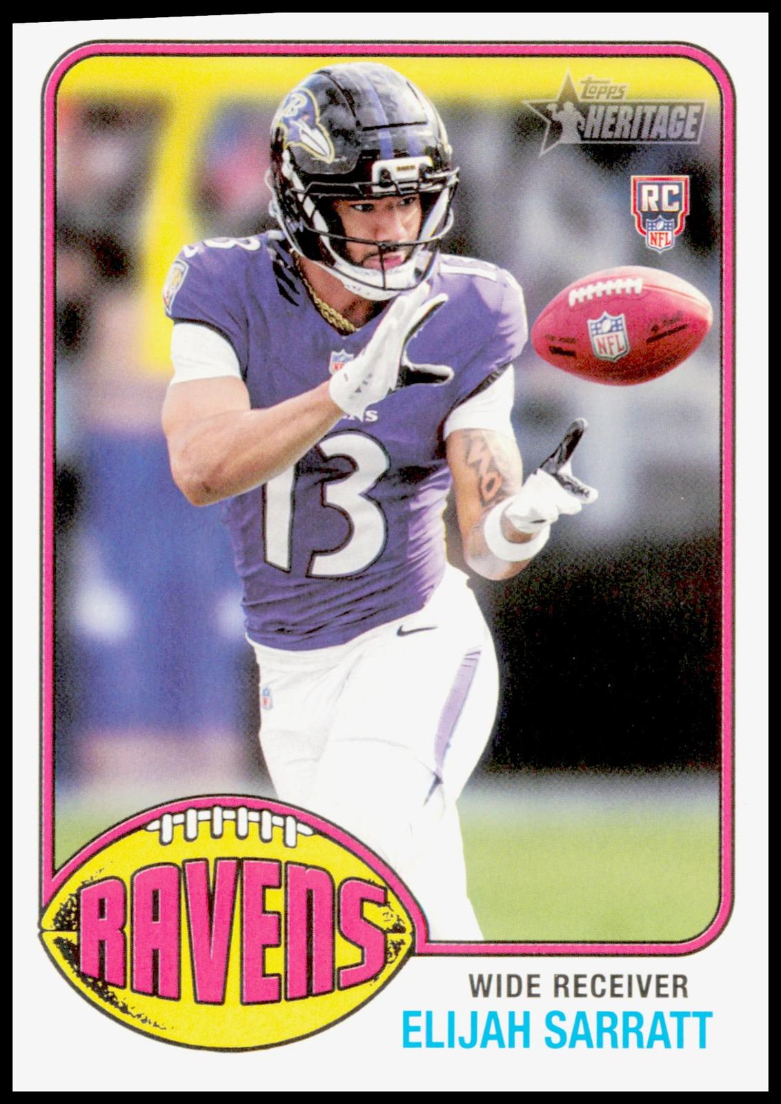 2026 Topps Heritage Elijah Sarratt Card RC Baltimore Ravens