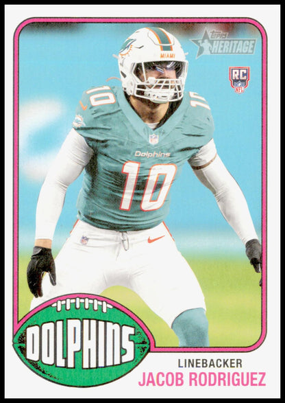 2026 Topps Heritage Jacob Rodriguez Card RC Miami Dolphins