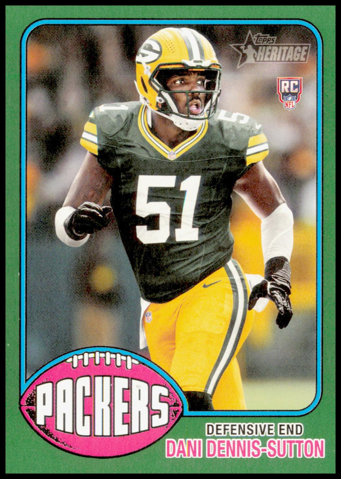 2026 Topps Heritage Dani Dennis-Sutton Card Dark Green Border RC Packers
